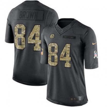 كلماتي Men's Pittsburgh Steelers #84 Antonio Brown Black Anthracite 2016 Salute To Service Stitched NFL Nike Limited Jersey كلماتي